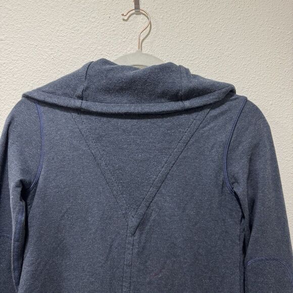 Lululemon Gratitude Wrap Jacket Lined Cotton Double Breast Ribbed Navy Size 2 - Picture 8 of 9